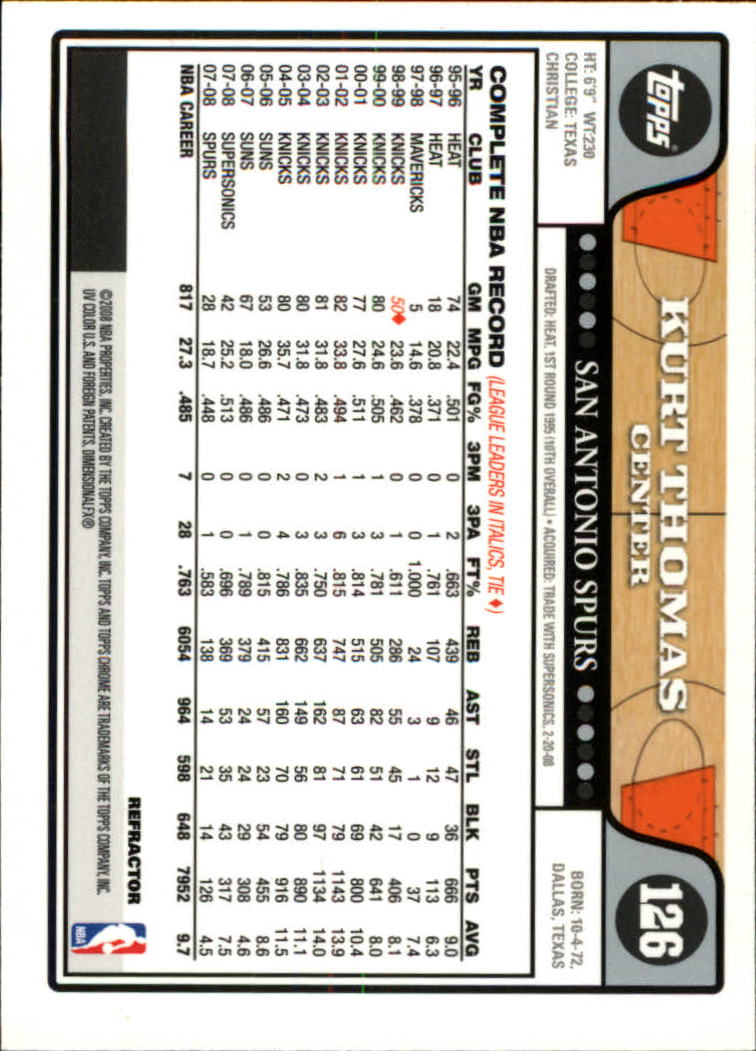 2008/2009 tarjetas paralelas refractoras de baloncesto cromadas parte 2 Topps - Imagen 99 de 255