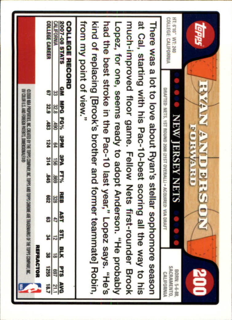2008/2009 tarjetas paralelas refractoras de baloncesto cromadas parte 2 Topps - Imagen 123 de 255