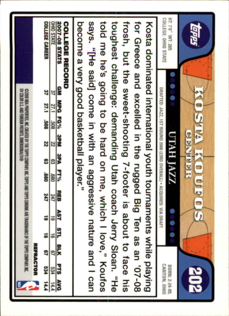 2008/2009 tarjetas paralelas refractoras de baloncesto cromadas parte 2 Topps - Imagen 125 de 255