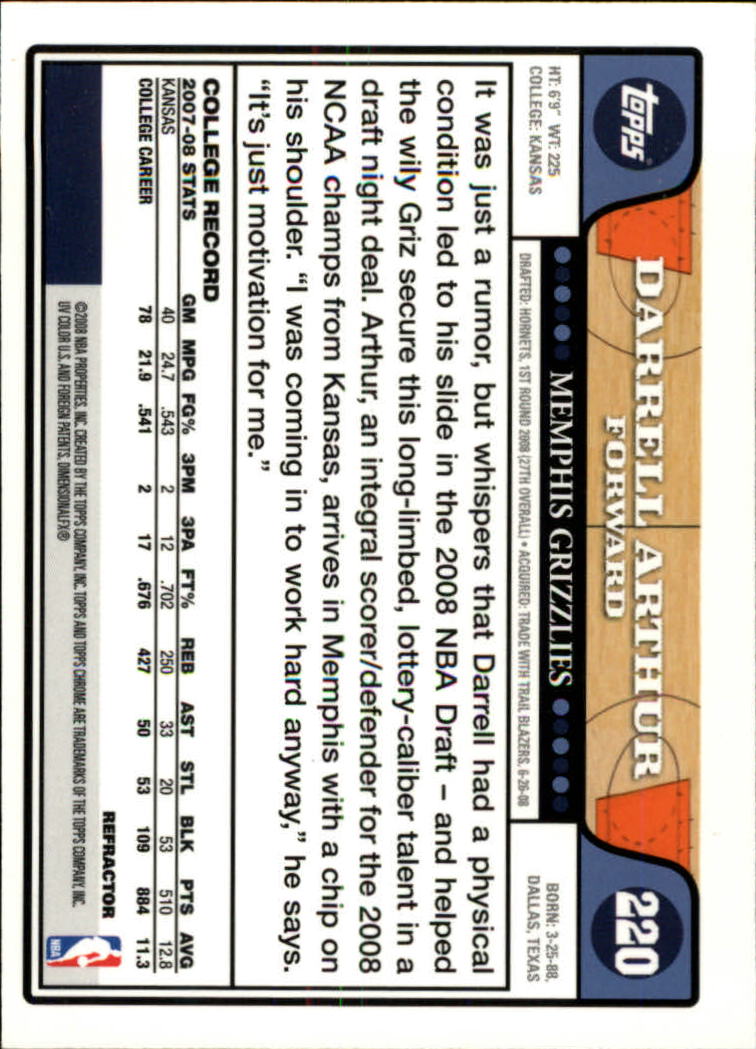 2008/2009 tarjetas paralelas refractoras de baloncesto cromadas parte 2 Topps - Imagen 137 de 255