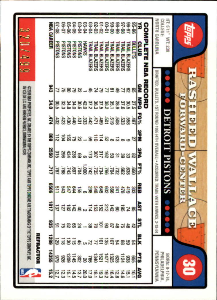 2008/2009 tarjetas paralelas refractoras de baloncesto cromadas parte 2 Topps - Imagen 141 de 255