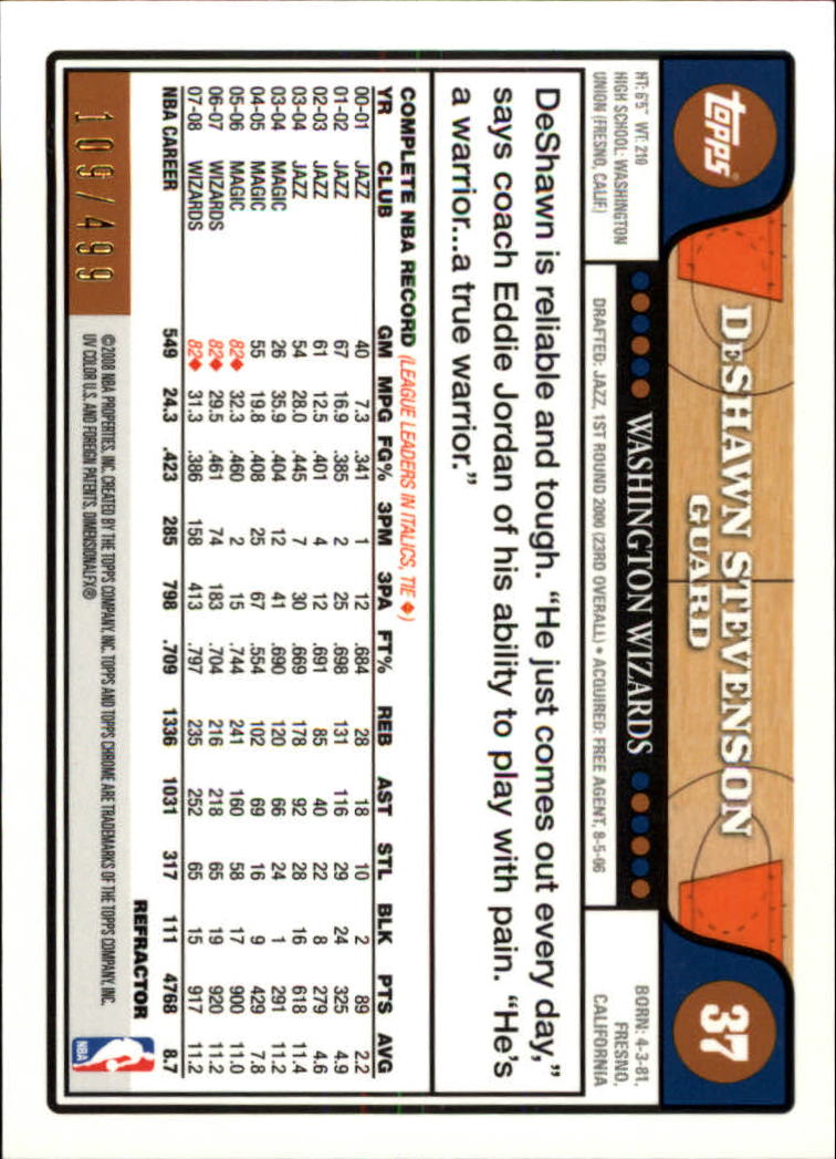 2008/2009 tarjetas paralelas refractoras de baloncesto cromadas parte 2 Topps - Imagen 143 de 255
