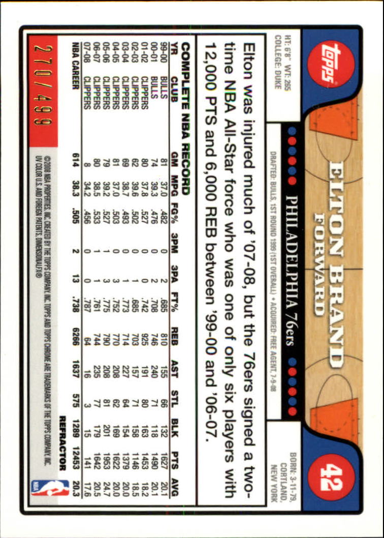 2008/2009 tarjetas paralelas refractoras de baloncesto cromadas parte 2 Topps - Imagen 147 de 255