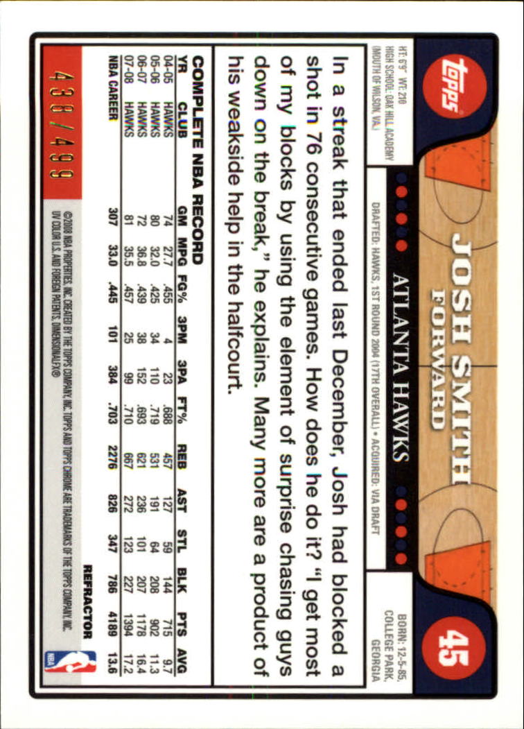 2008/2009 tarjetas paralelas refractoras de baloncesto cromadas parte 2 Topps - Imagen 149 de 255