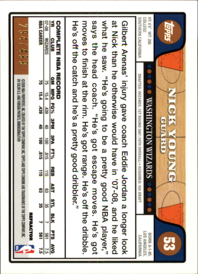 2008/2009 tarjetas paralelas refractoras de baloncesto cromadas parte 2 Topps - Imagen 155 de 255