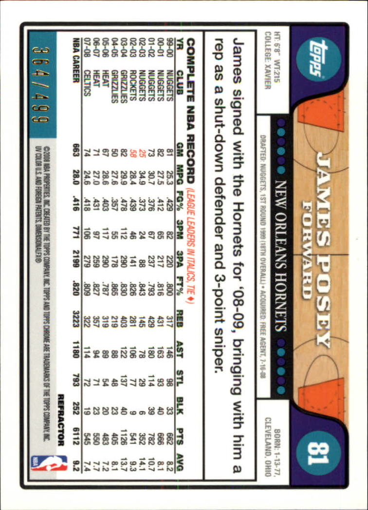 2008/2009 tarjetas paralelas refractoras de baloncesto cromadas parte 2 Topps - Imagen 163 de 255