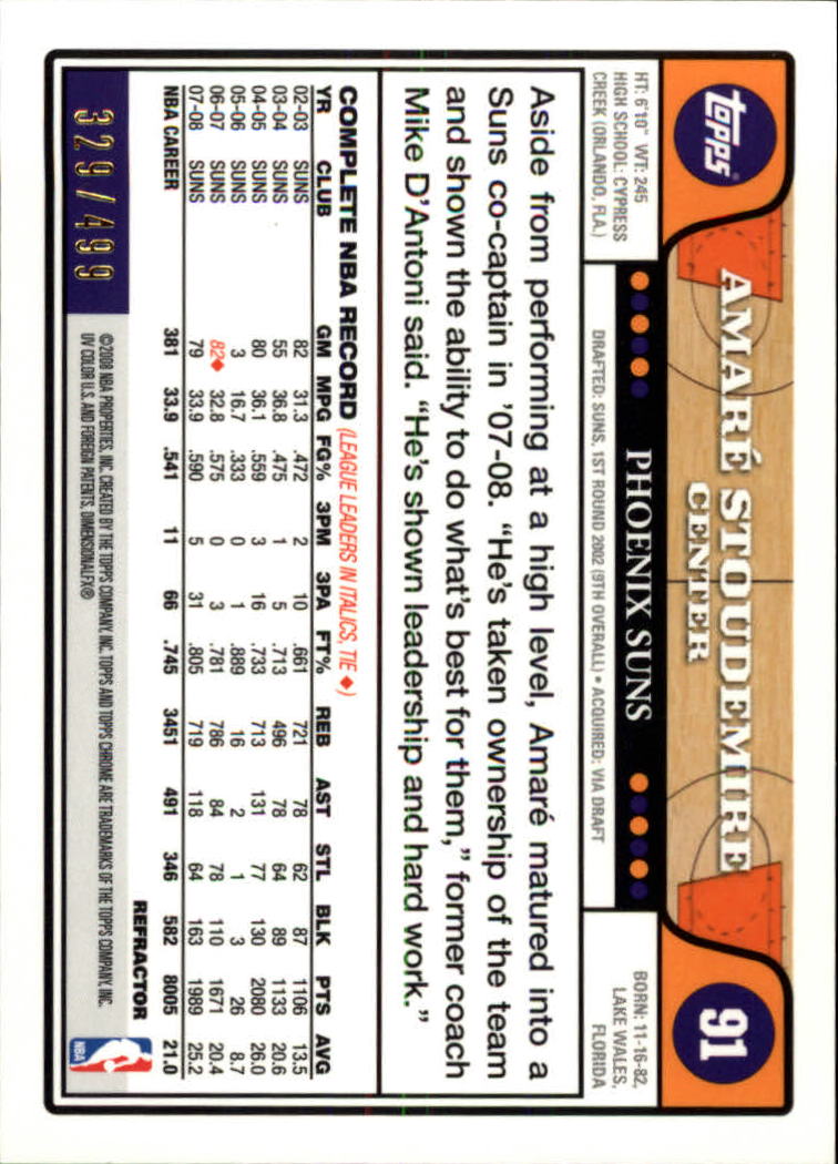 2008/2009 tarjetas paralelas refractoras de baloncesto cromadas parte 2 Topps - Imagen 167 de 255