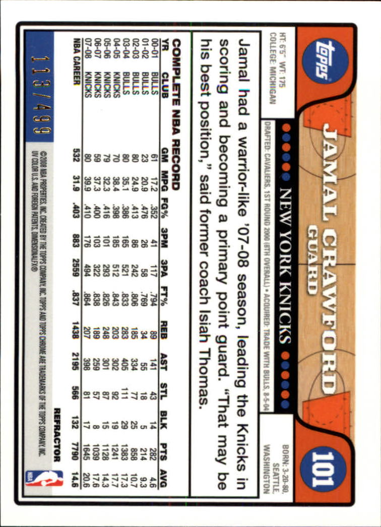2008/2009 tarjetas paralelas refractoras de baloncesto cromadas parte 2 Topps - Imagen 169 de 255