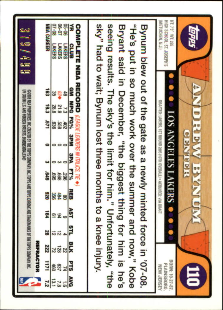 2008/2009 tarjetas paralelas refractoras de baloncesto cromadas parte 2 Topps - Imagen 175 de 255
