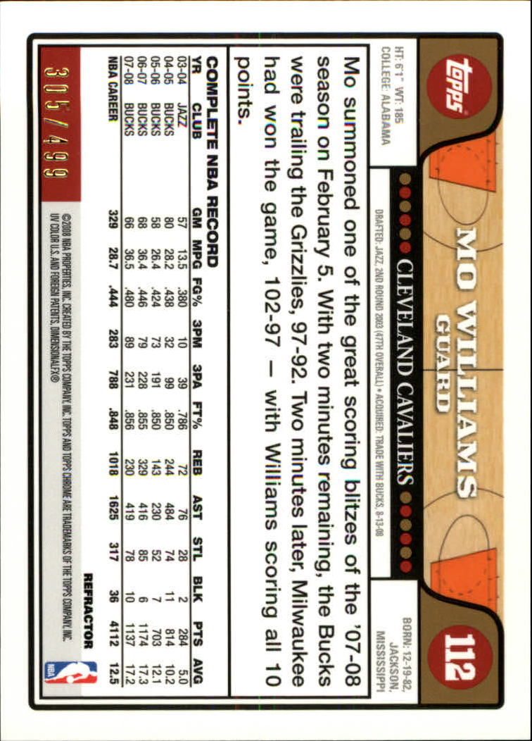 2008/2009 tarjetas paralelas refractoras de baloncesto cromadas parte 2 Topps - Imagen 177 de 255