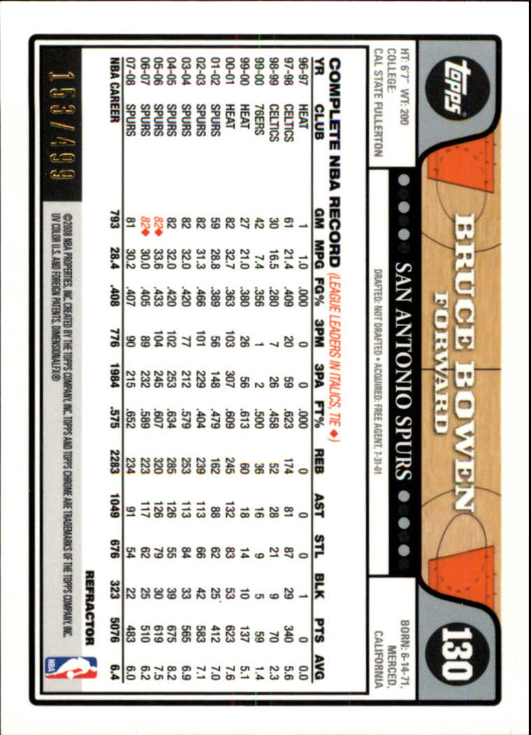 2008/2009 tarjetas paralelas refractoras de baloncesto cromadas parte 2 Topps - Imagen 185 de 255