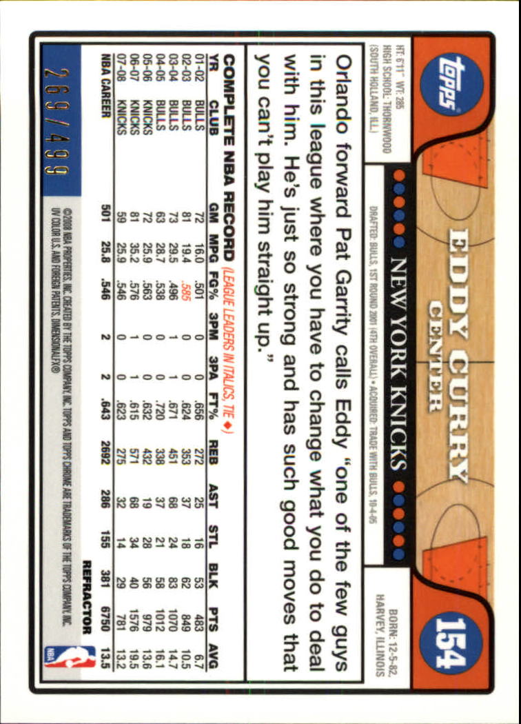 2008/2009 tarjetas paralelas refractoras de baloncesto cromadas parte 2 Topps - Imagen 199 de 255