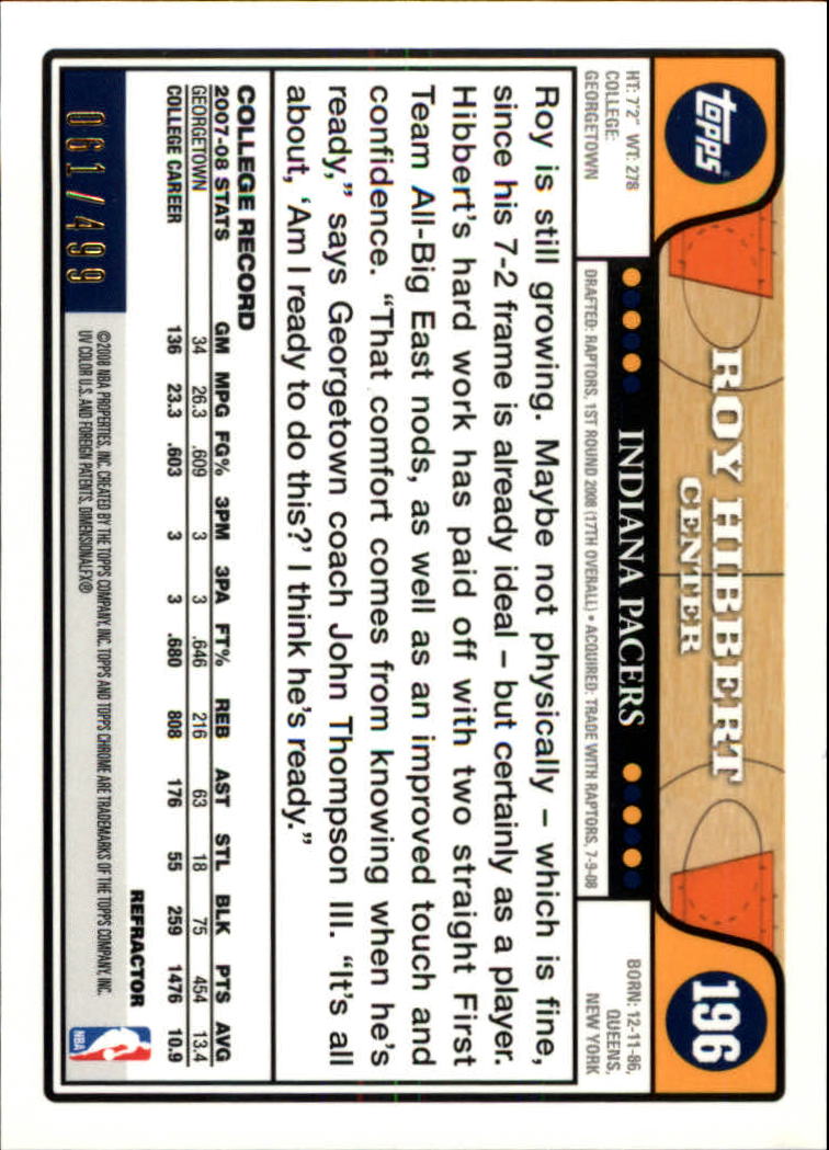 2008/2009 tarjetas paralelas refractoras de baloncesto cromadas parte 2 Topps - Imagen 213 de 255
