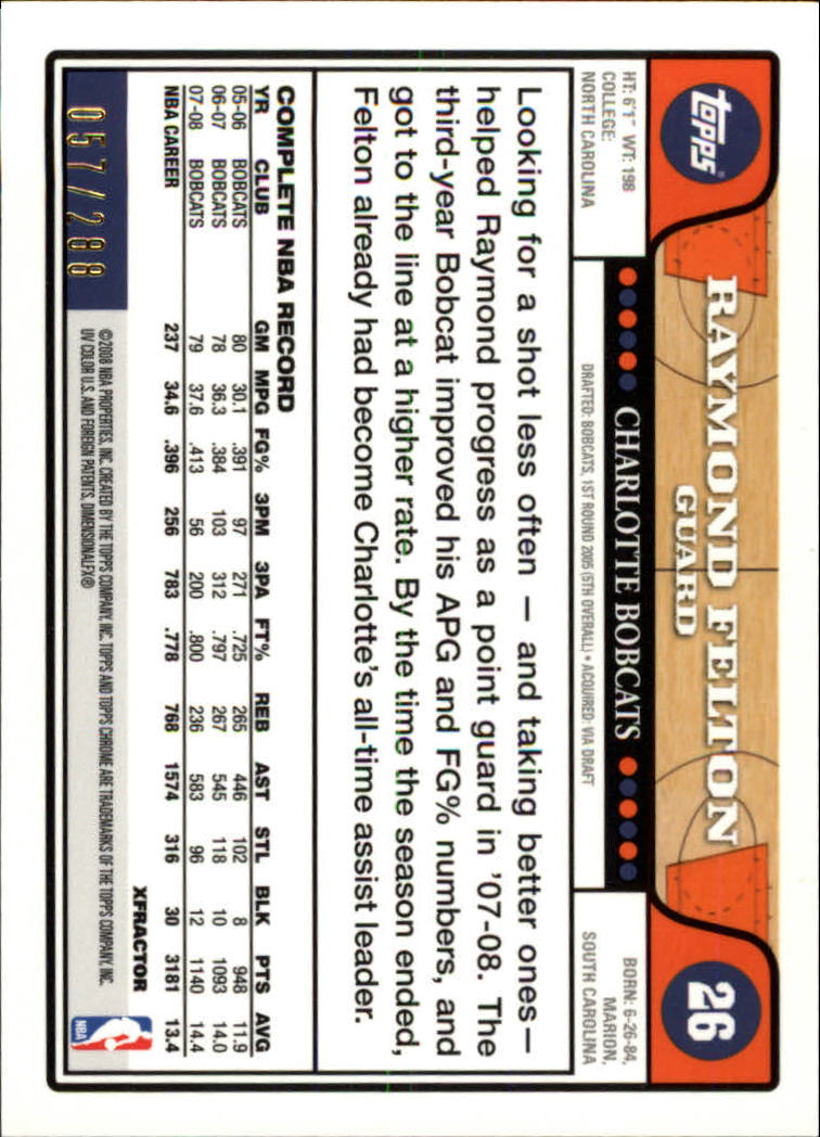 2008/2009 tarjetas paralelas refractoras de baloncesto cromadas parte 2 Topps - Imagen 221 de 255