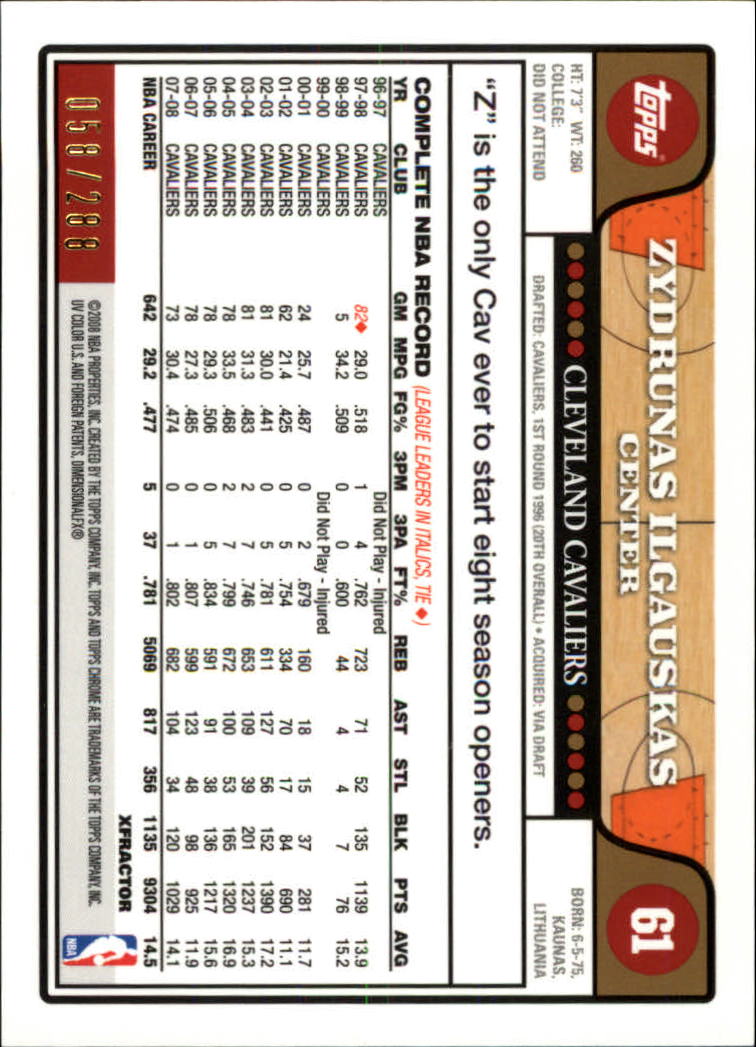 2008/2009 tarjetas paralelas refractoras de baloncesto cromadas parte 2 Topps - Imagen 231 de 255