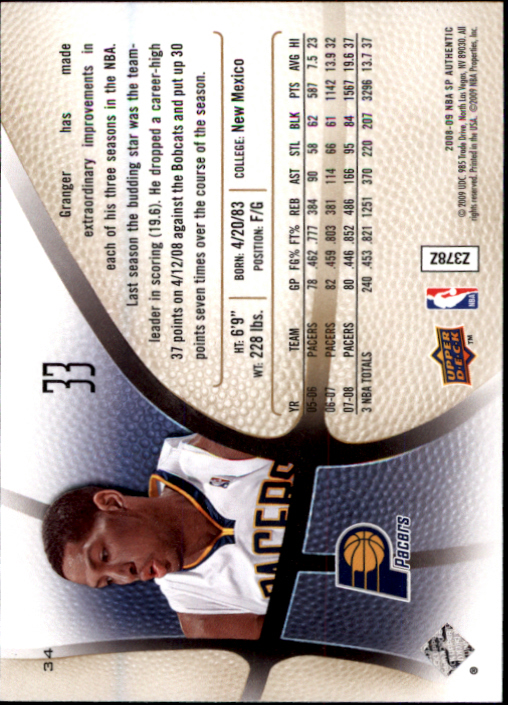 2008/2009 SP Authentic (Upper Deck) Basketball - Picture 67 of 271