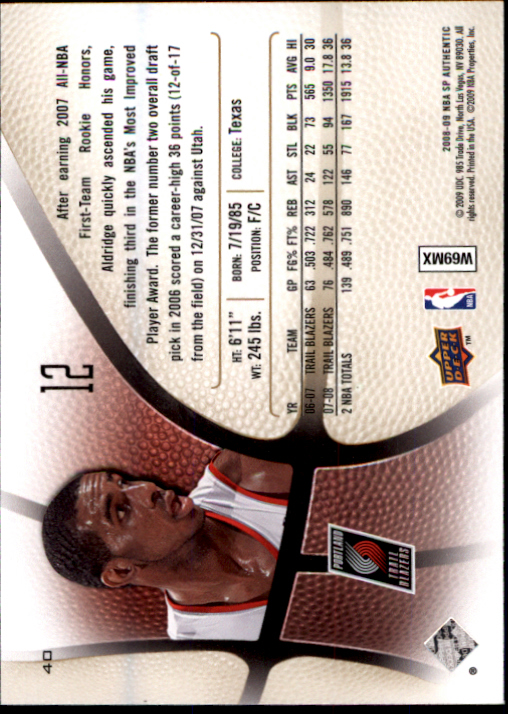 2008/2009 SP Authentic (Upper Deck) Basketball - Picture 79 of 271