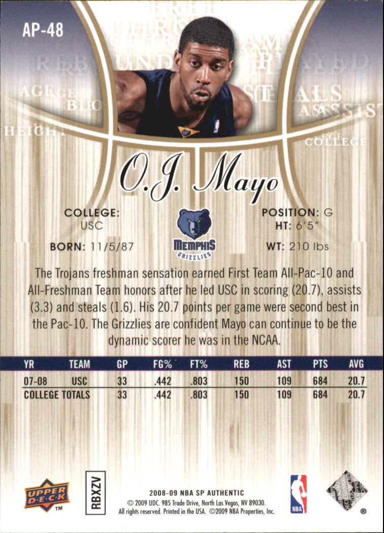 2008/2009 SP Authentic (Upper Deck) Basketball - Picture 259 of 271
