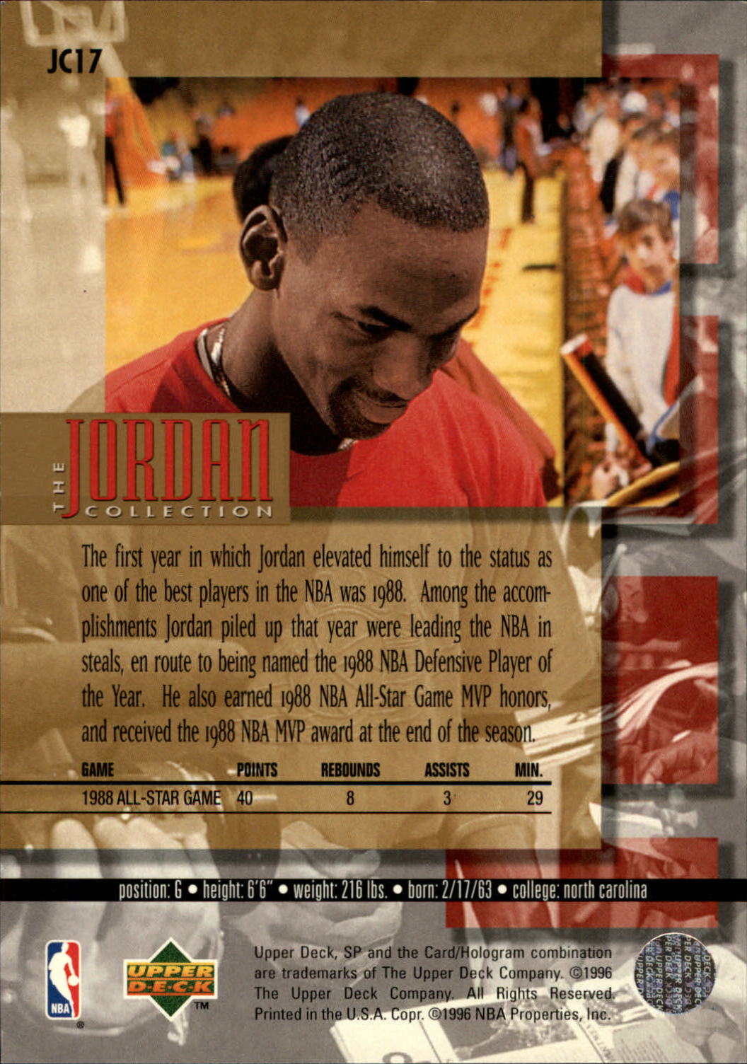 how much is a upper deck michael jordan card