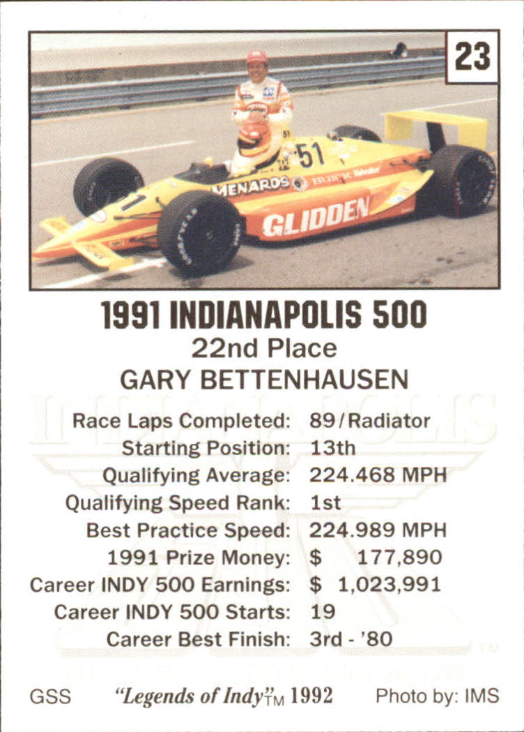 1992 Legends of the Indy 500 Racing Trading Card 1100 Choose Your Card eBay