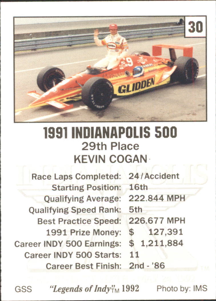 1992 Legends of the Indy 500 Racing Trading Card 1100 Choose Your Card eBay