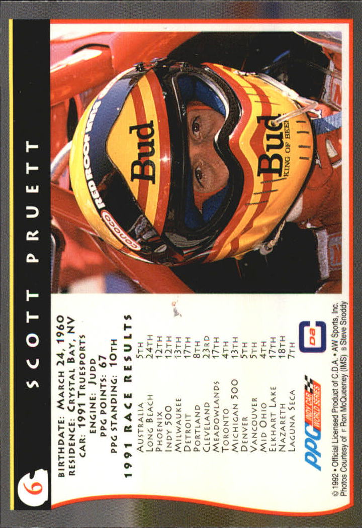 1992 All World Indy 500 Racing Trading Card 1100 Choose Your Card