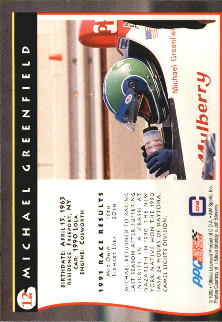 1992 All World Indy 500 Racing Trading Card 1100 Choose Your Card eBay