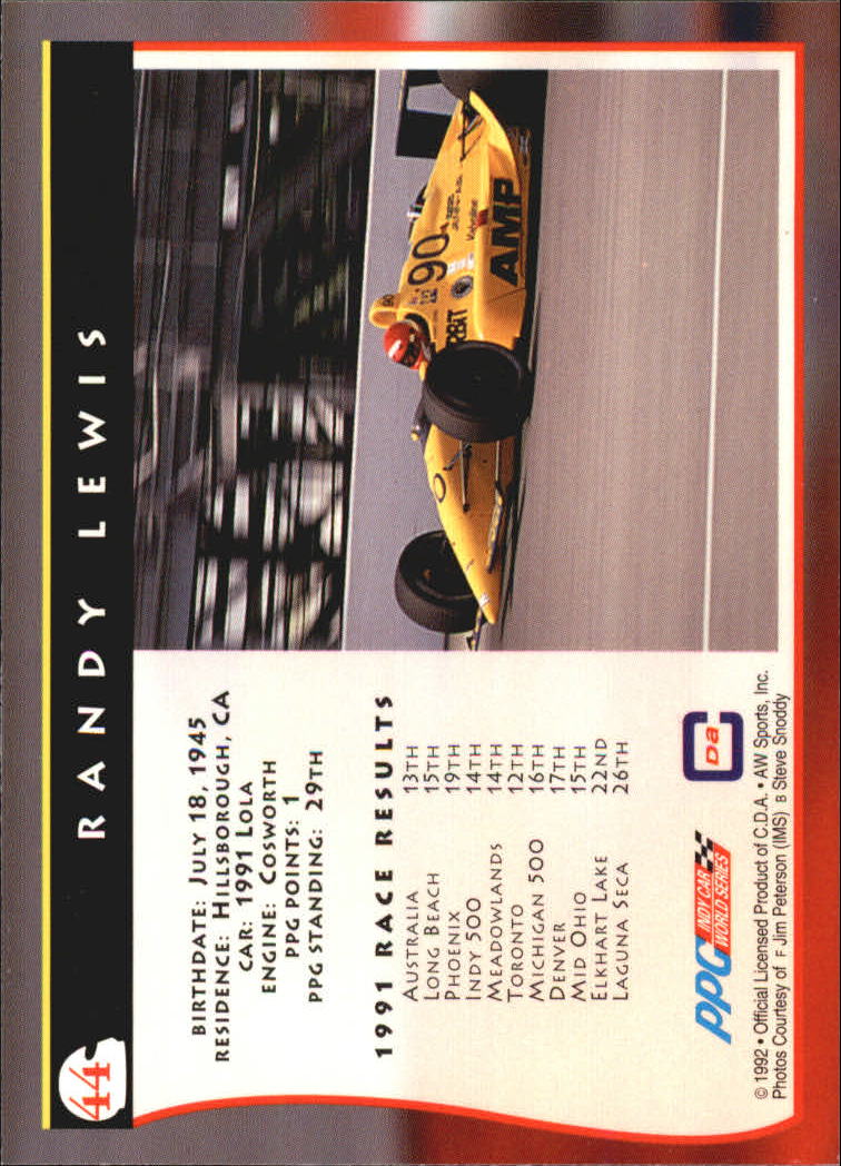 1992 All World Indy 500 Racing Trading Card 1100 Choose Your Card eBay