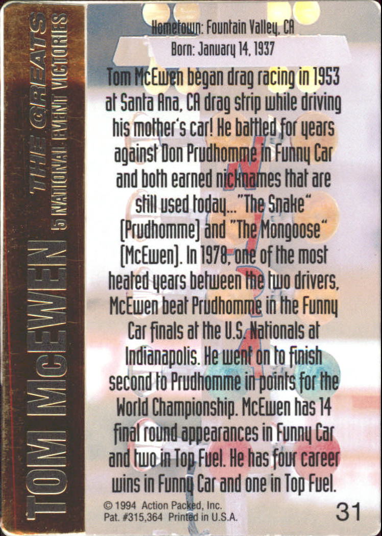 1994 Action Packed NHRA Racing Card Pick - Picture 39 of 53