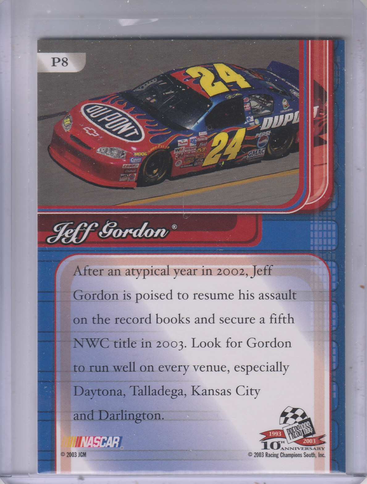 2003 Press Pass Premium Red Reflectors Jeff Gordon #P53 