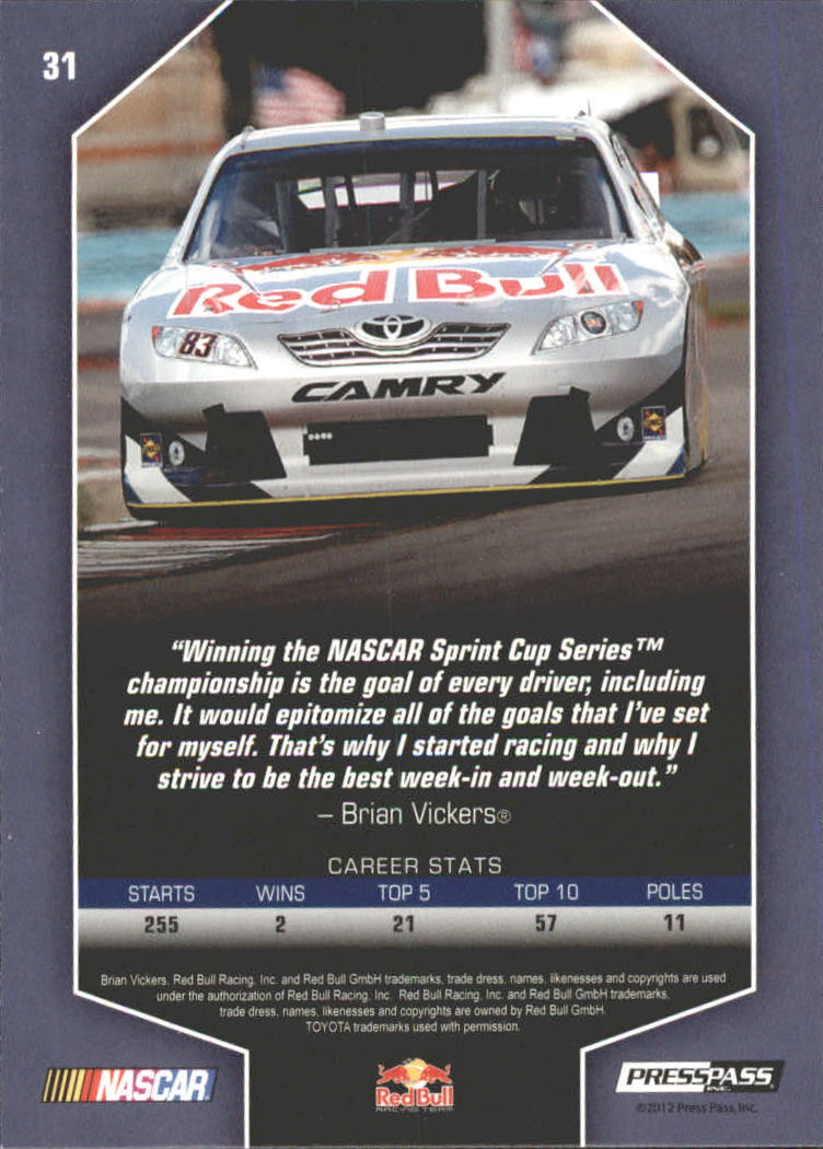 2012 Total Memorabilia Racing Card Pick