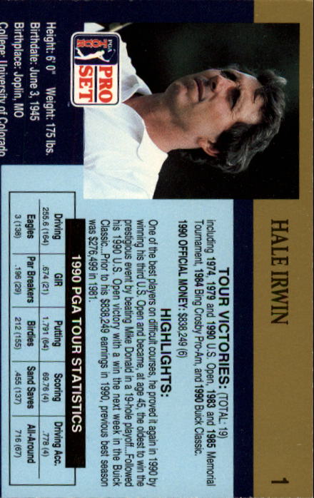 1990 Pro Set Golf Card Pick - Picture 3 of 199
