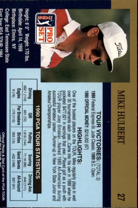 1990 Pro Set Golf Card Pick - Picture 51 of 199