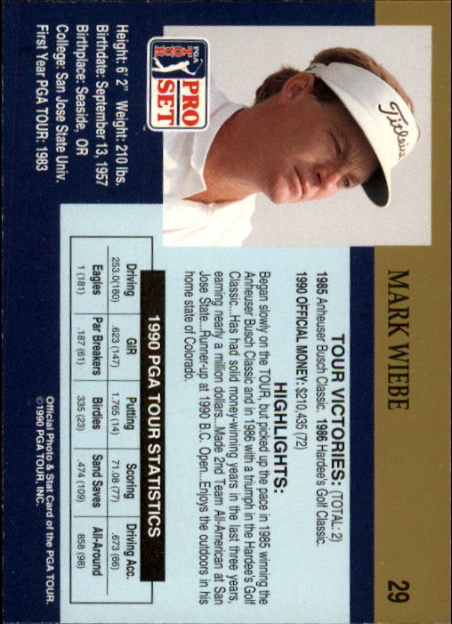 1990 Pro Set Golf Card Pick - Picture 55 of 199