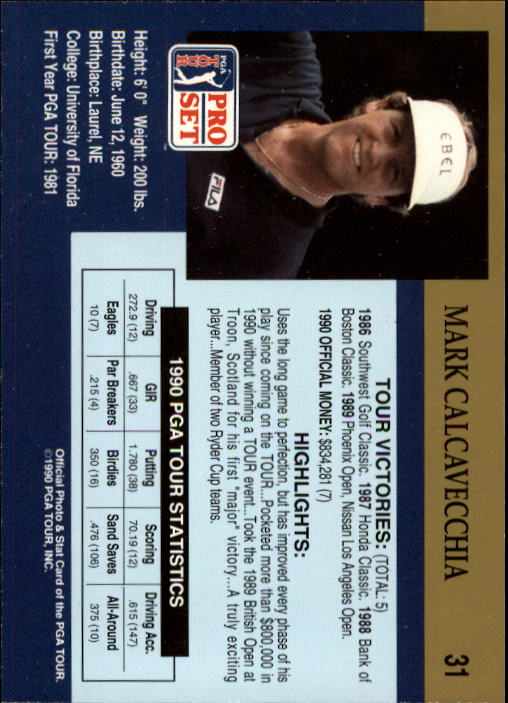 1990 Pro Set Golf Card Pick - Picture 59 of 199