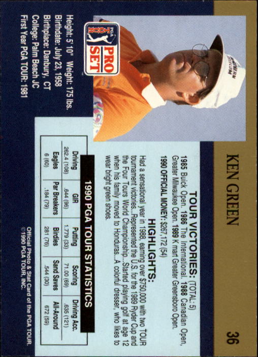 1990 Pro Set Golf Card Pick - Picture 69 of 199