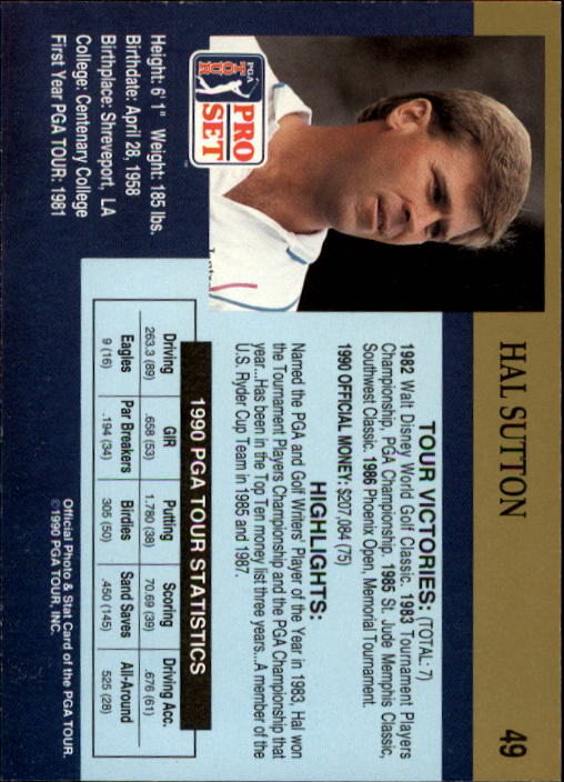 1990 Pro Set Golf Card Pick - Picture 95 of 199