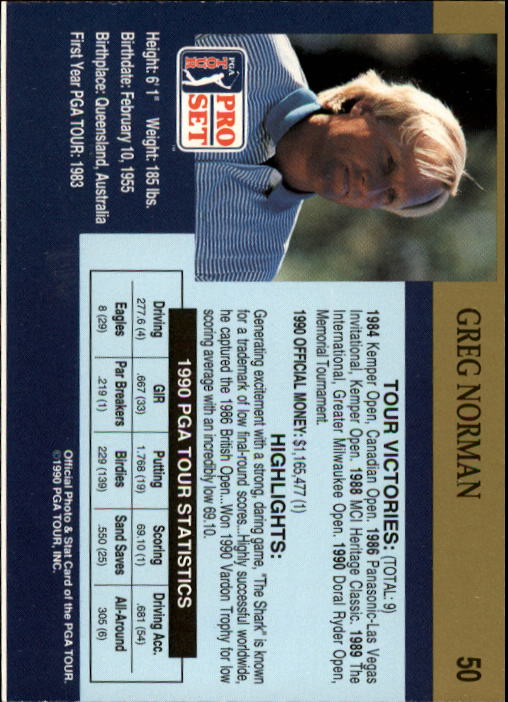 1990 Pro Set Golf Card Pick - Picture 97 of 199