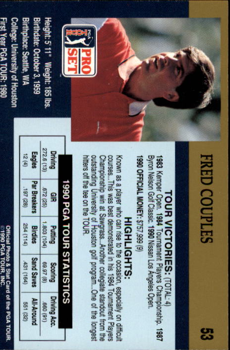 1990 Pro Set Golf Card Pick - Picture 103 of 199