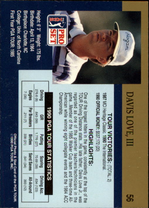 1990 Pro Set Golf Card Pick - Picture 109 of 199