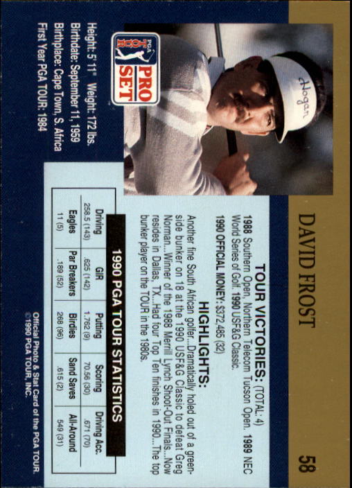 1990 Pro Set Golf Card Pick - Picture 113 of 199