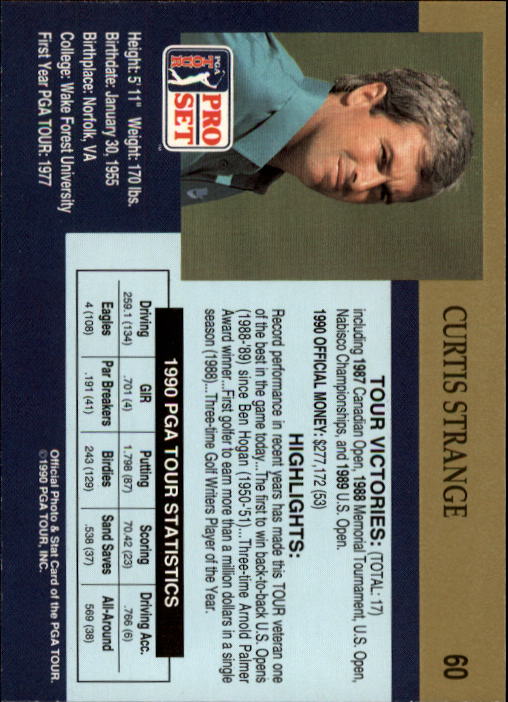 1990 Pro Set Golf Card Pick - Picture 117 of 199