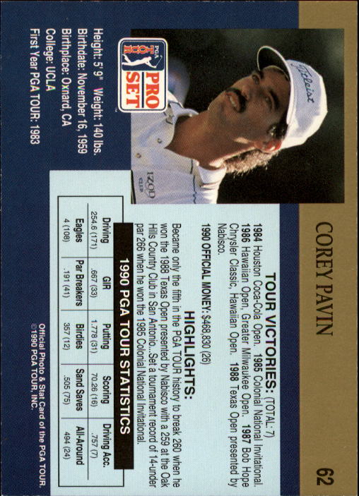 1990 Pro Set Golf Card Pick - Picture 121 of 199