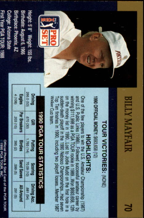 1990 Pro Set Golf Card Pick - Picture 137 of 199