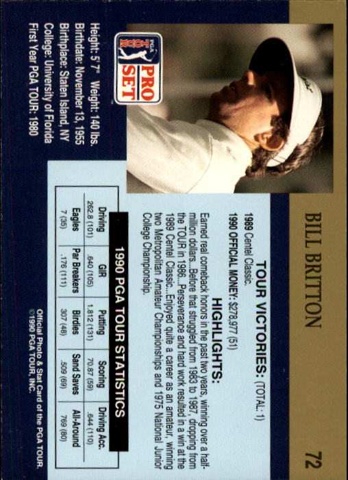 1990 Pro Set Golf Card Pick - Picture 141 of 199