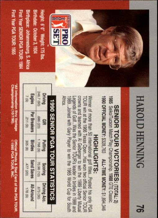 1990 Pro Set Golf Card Pick - Picture 149 of 199