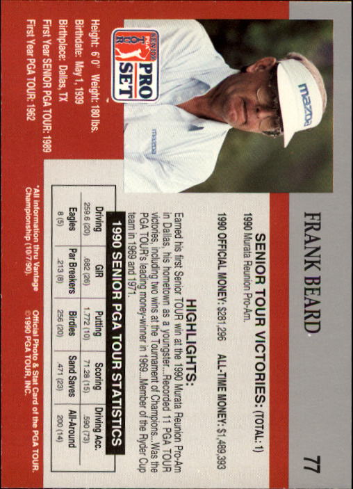 1990 Pro Set Golf Card Pick - Picture 151 of 199