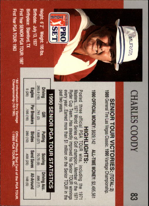 1990 Pro Set Golf Card Pick - Picture 163 of 199