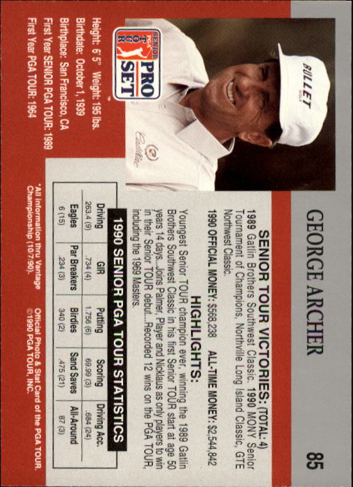 1990 Pro Set Golf Card Pick - Picture 167 of 199