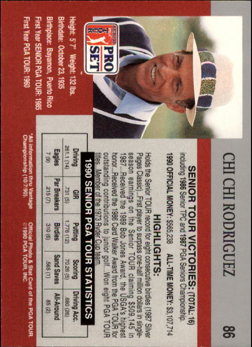 1990 Pro Set Golf Card Pick - Picture 169 of 199